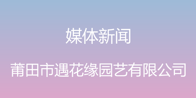 媒体新闻 - 莆田市遇花缘园艺有限公司